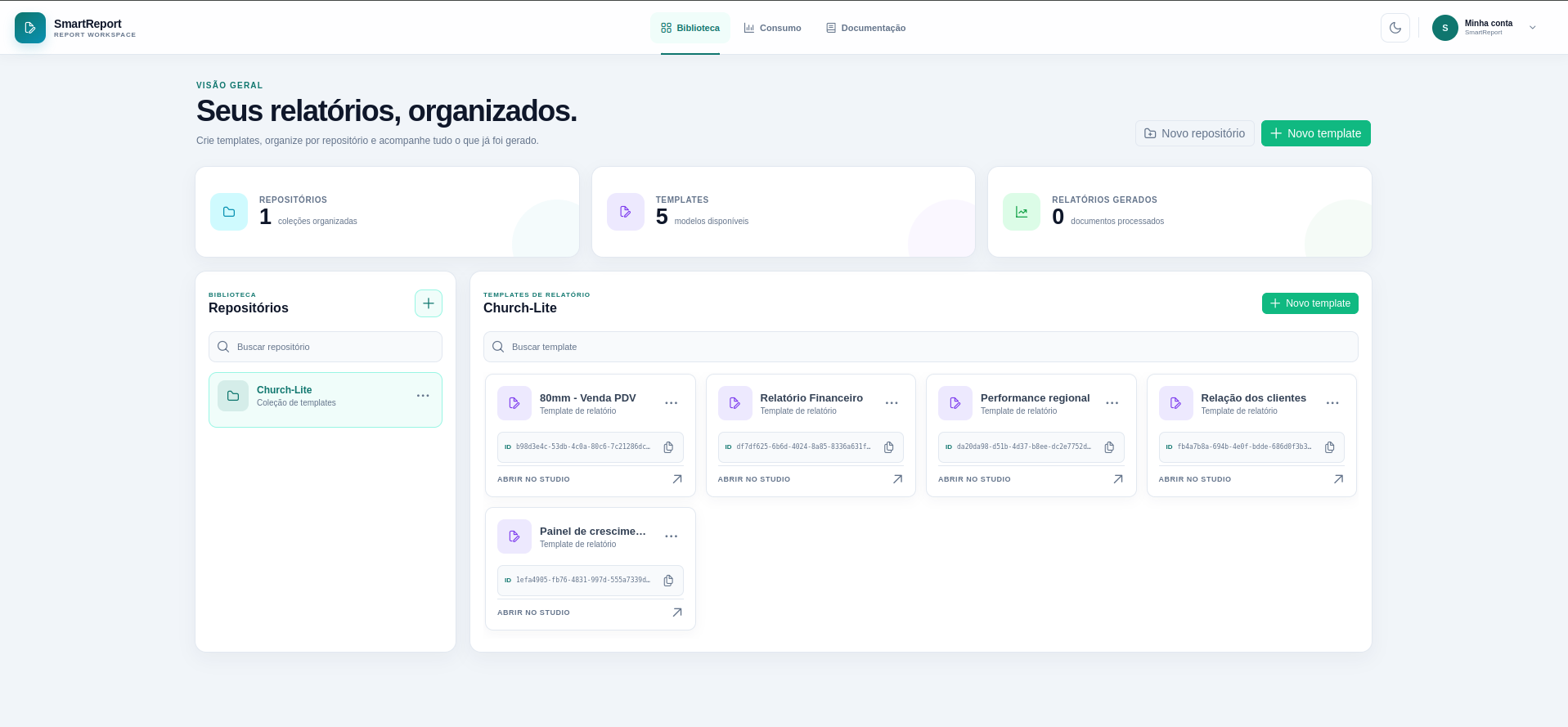 Biblioteca de relatórios do SmartReport